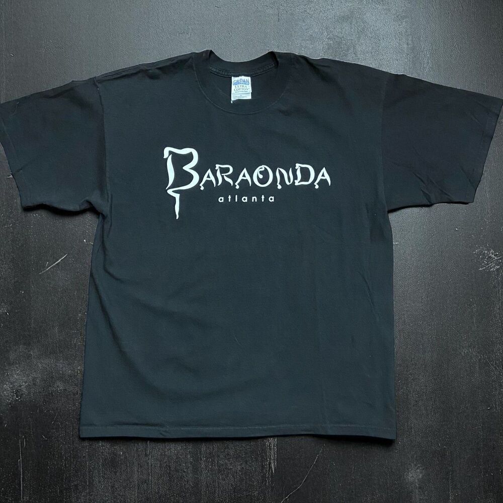 Gildan Vintage Y2K Baraonda Atlanta Italian Restaurant Black T-Shirt Men's XL